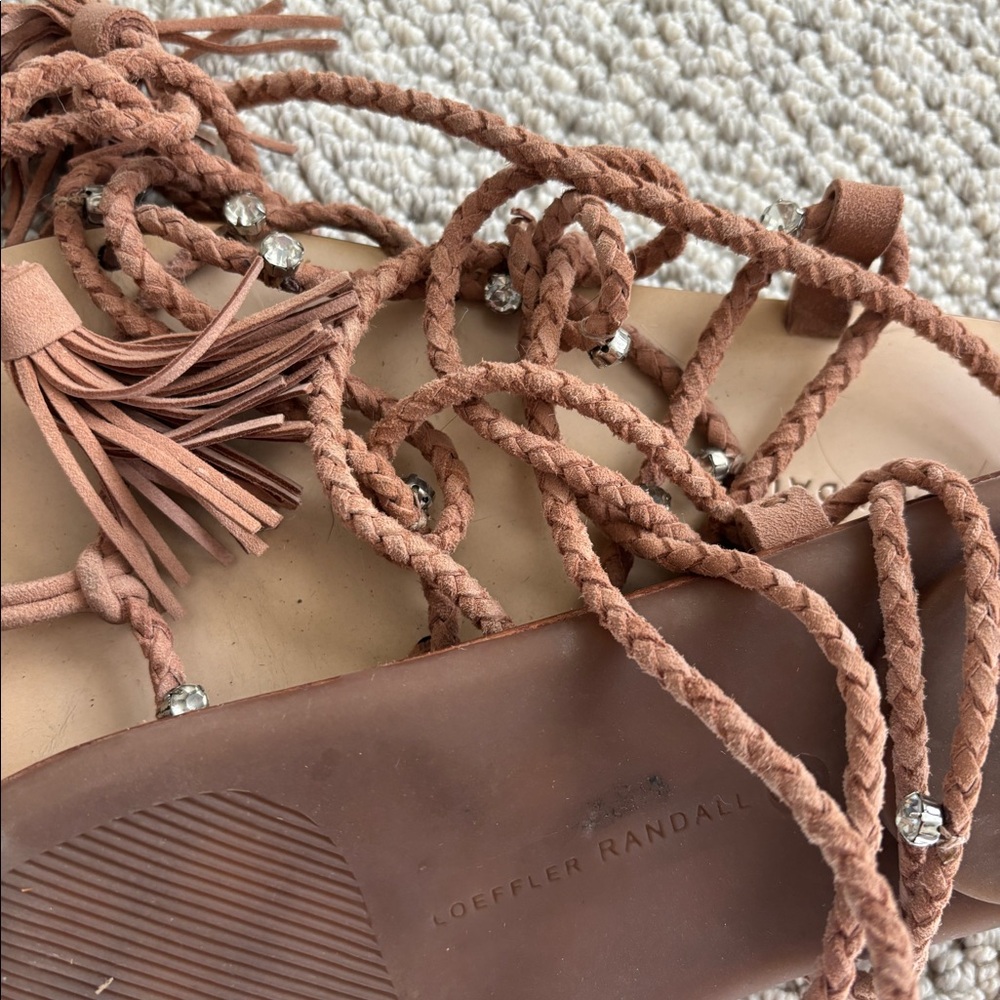 Loeffler Randall lace up flat sandals with rhinestones - Picture 2 of 2